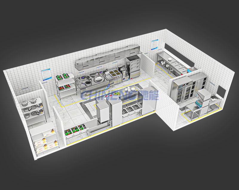 50-100Căn tin đơn vị Cảnh 3D