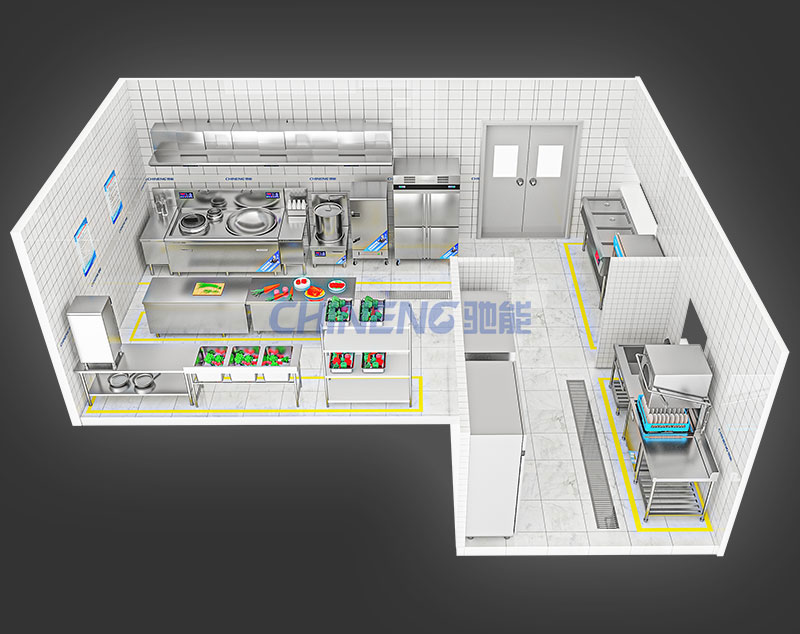 50-100Căn tin đơn vị Cảnh 3D