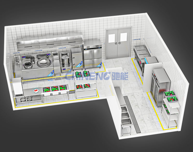 50-100Căn tin đơn vị Cảnh 3D