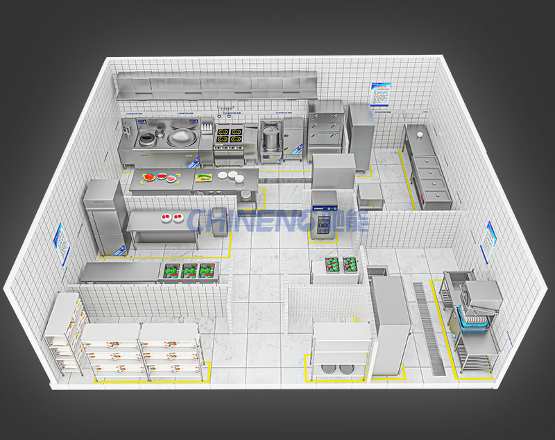 100-150Căn tin đơn vị Cảnh 3D