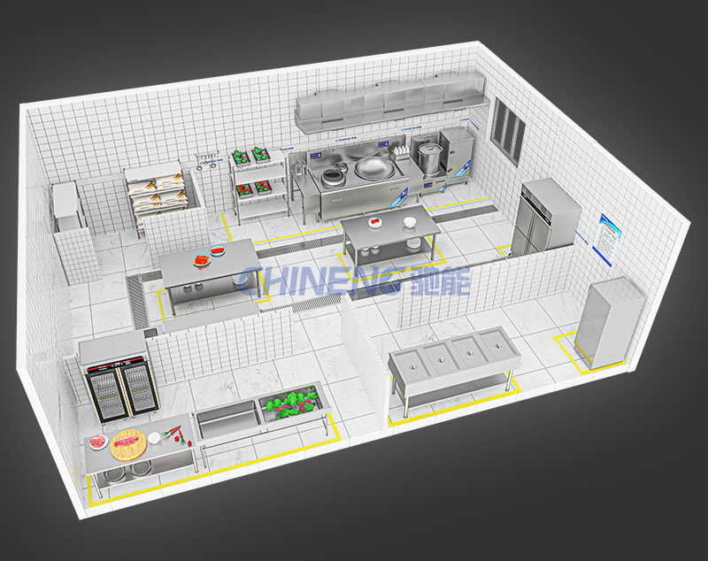 100-150Căn tin đơn vị Cảnh 3D