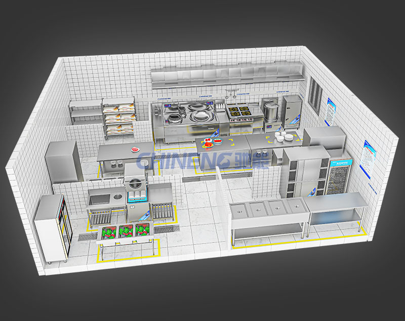 100-150Căn tin đơn vị Cảnh 3D